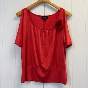 B-Wear Women Y2K Cold Shoulder Top Size S Mod Twee Maximalist